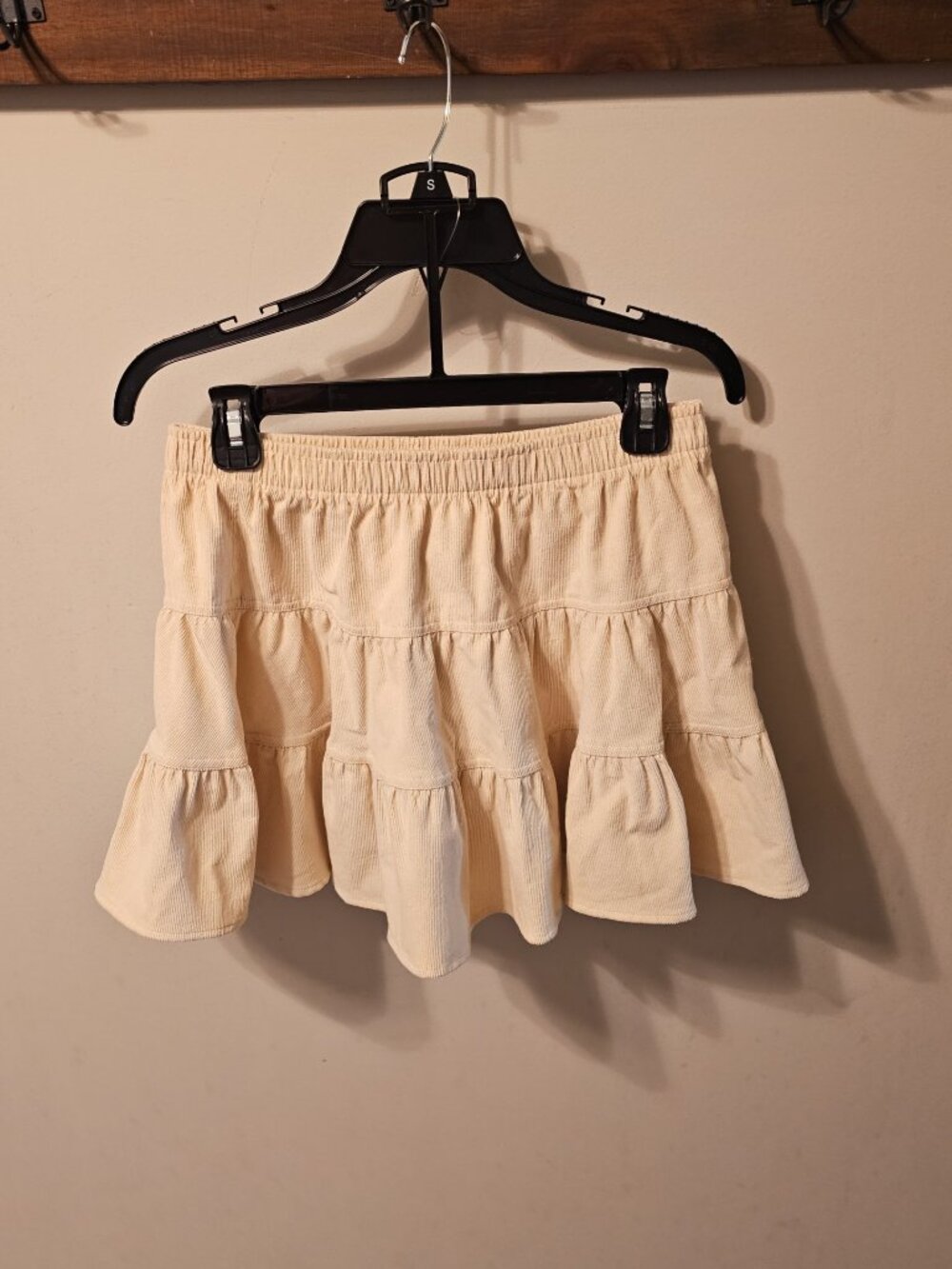 NWT By Together Ivory Corduroy Tiered Ruffle Mini Skirt S